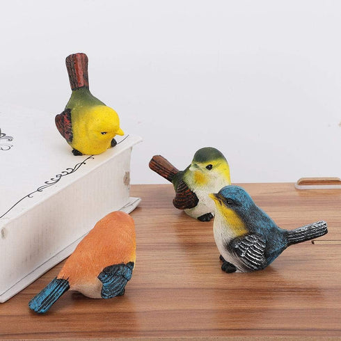 Zerodis Miniature Bird Decorative Figurines, Pack of 4 Resin Birds Animal Figurine Decoration Mini Simulation Cute Garden Statue Birds Figures Dec...