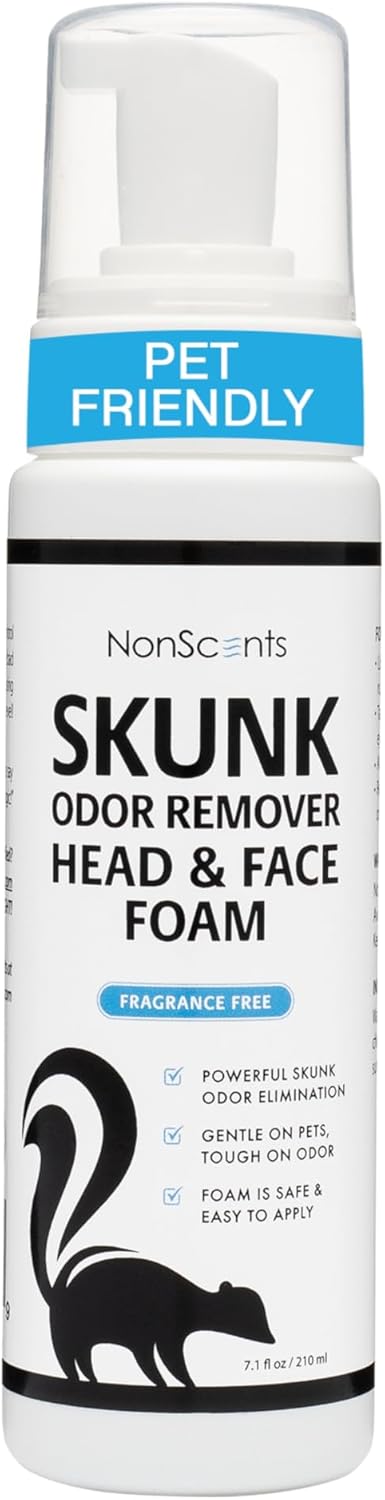 NonScents Skunk Odor Remover Head & Face Foam – Easily Eliminate Skunk Odor from Pets, Carpets, Clothing, Ready-to-Use for Dogs, Cats, Home, Carpe...