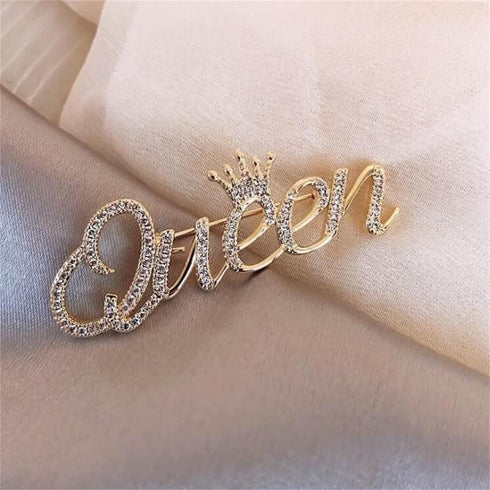 Personality Fashion Queen Crown Brooch Pins Crystal Elegant Flower Brooch for Women Girls...