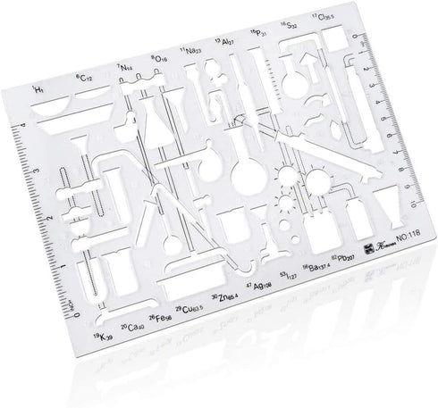 ZYHW Organic Chemistry Stencil Drawing Drafting Template Clear Plastic School Lab Laboratory Chemical Engineering Equipment Symbols...