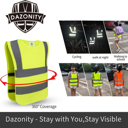 kid's High Visibility Safety Vest, Reflective Strips, Fit for Boys & Girls, Walking or Back to School,...