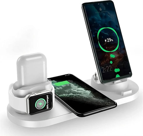 Seamless 4-in-1 Wireless Charging Station: Fast Charging for iPhone 15 to 12 Pro Max, Apple Watch, AirPods & Android Phones | Effortless Charging ...