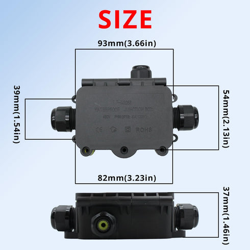MAKERELE Waterproof Junction Box with Terminals and Screw IP68,3 Way Clamshell-Type Underground Electrical Junction Box Bury waterproof Electrical...