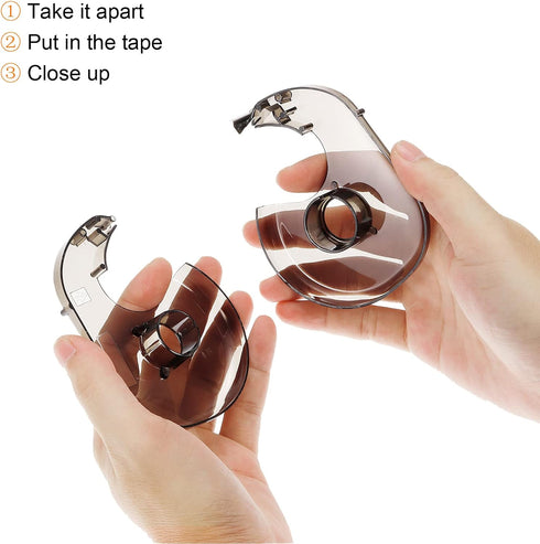 PATIKIL Tape Dispenser, 3 Pack Plastic Refillable Double-Side Handheld Tapes Cutter Holder for Home Office, Black...