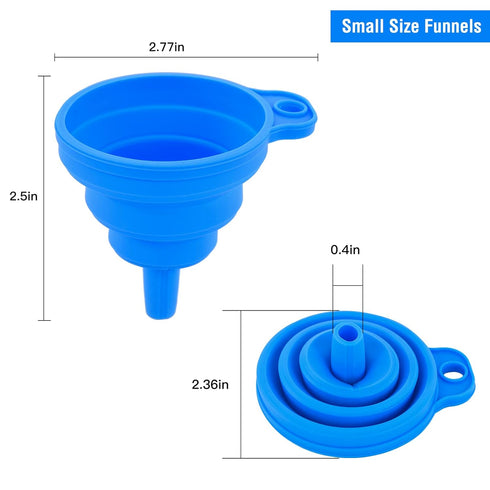 Kitchen Silicone Collapsible Funnel Set of 3,Small and Large,Flexible-Foldable-Cooking-Food-Grade Funnels for Filling Small or Mini Bottles,Perfum...