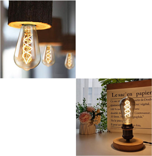 ST64 Vintage LED Edison Bulbs 60 Watt Equivalent, Dimmable 3000K Warm White Smoky Grey Glass E26 Base 6W LED Filament Flexible Spiral Light Bulbs,...