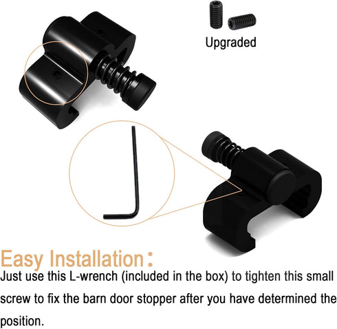 2PCS Adjustable Barn Door Stopper fit for 1.57inch/40mm Flat Track, Sliding Barn Door Hardware Accessories Replacement...
