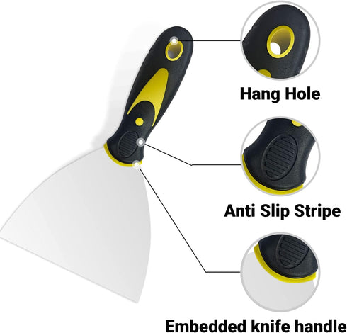 4 Pack Putty Knife Scraper, 2" 3" 4" 5" Putty Knife Set, Stainless Steel Putty Knife Scraper, Wallpaper Scraper Paint Scraper Tool for Spreading D...
