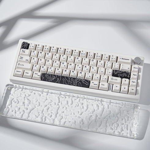 4pcs Keycaps, Black Topographic KeycapsPBT Keycap Cherry Profile Dye-Sublimation Space Bar 6.25U ESC Enter Custom Keycap Set for Mechanical Keyboa...