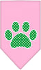 Pet and Dog Bandana Screen Printed, Green Swiss Dot Paw Light Pink Small...