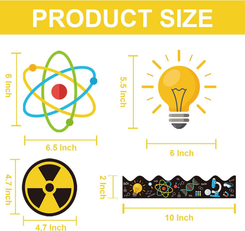 98Pcs Science Classroom Bulletin Board Decorations with Borders,Science Classroom Decor Paper Cutouts Teacher Must Haves Science Theme Back to Sch...