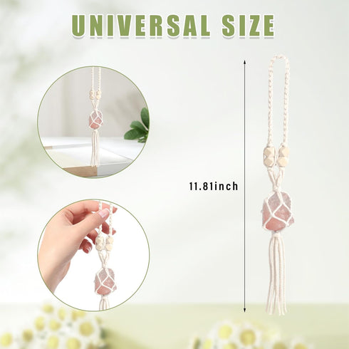 Handmade Himalayan Salt Car Rearview Mirror Pendant, Charm Car Hanging Accessories, Universal Hanging Decor for Women Men (Pink)...