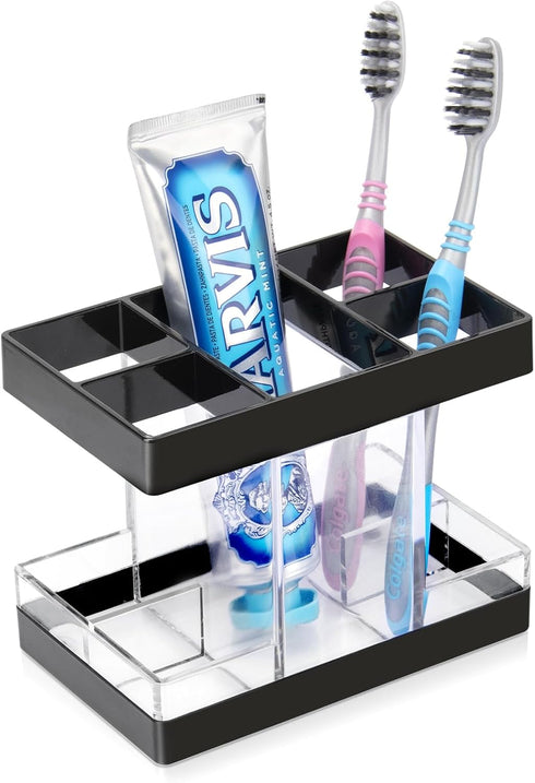Toothbrush Holders for Bathrooms Countertop Organizer - Electric Toothbrush Holder Set, 5 Slots Toothbrush and Toothpaste Holder, Makeup Brush Sto...