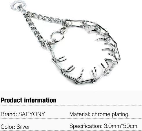 DogsStainless Steel Collar for Training Collar Tough and Durable efficient Training Adjustable and Removable Link Buckle with Comfortable Rubber t...