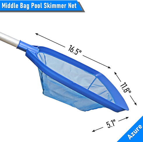 Swimming Pool Leaf Skimmer Net, with 5 Sections Telescopic Aluminum Pole & Nylon Medium Fine Mesh Pool Net, Pool Cleaning Tool for Removing Leaves...