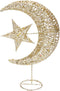 Uonlytech Iron Moon and Star Ornament Glitter Christmas Table Decoration Christmas Tree Decoration Wedding Birthday Holiday Party Supply 20cm (Gol...