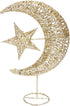 Uonlytech Iron Moon and Star Ornament Glitter Christmas Table Decoration Christmas Tree Decoration Wedding Birthday Holiday Party Supply 20cm (Gol...