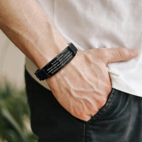 MEALGUET to My Brother Gift Bracelet, Inspirational Sentimental Message Engraved Silicone Wristband Bracelet to Mens Brother Brothers in Law Gradu...