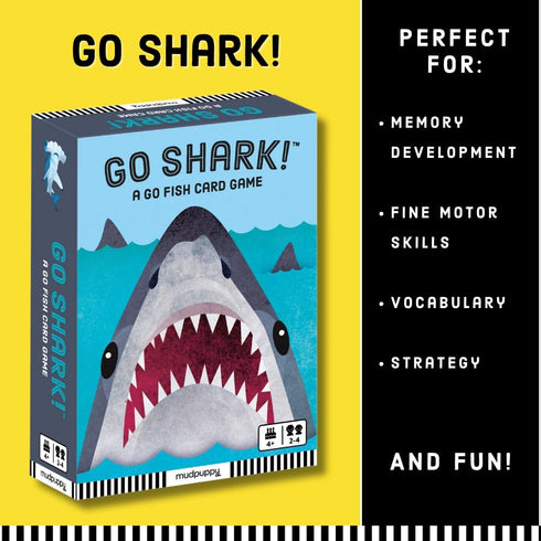 Mudpuppy Go Shark! – Ferocious Version of Classic Kids Go Fish Card Game with Colorful Illustrations of Sharks for Children Ages 4 and Up, 2-4 Pla...