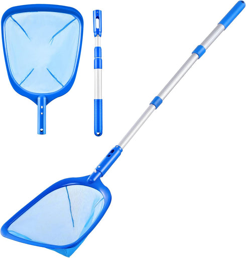 Pool Skimmer - Pool Net with 3 Section Pole, 48 inch Pool Skimmer Net with Pole Total Length, Pool Nets for Cleaning, Fine Mesh Net Pool Skimmer N...