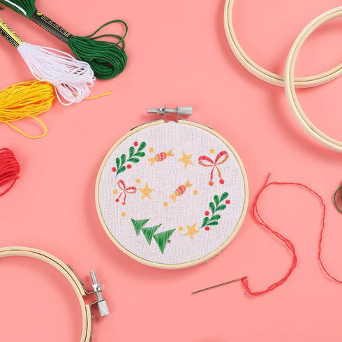 Pllieay 12 Pieces 4 Inch Embroidery Hoops Bamboo Circle Cross Stitch Hoop Ring for Embroidery, Art Craft Handy Sewing and Home Decoration...
