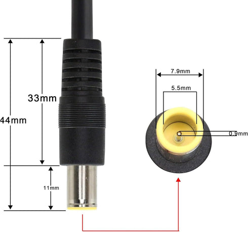 2Pcs DC 7.9mm x 5.5mm 8mm Male Power Wire Supply Repair Solar Laptop 16AWG Pigtail Connector Cable 12V 24V DC 8mm Male Plug to Bare Wire Open End ...