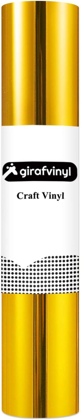 GIRAFVINYL Gold Chrome Vinyl 12 Inch X 6 Feet Gold Metallic Permanent Vinyl for Home Decor, Logo, Letters, Banners, Car Exteriors, Scrapbooking, S...