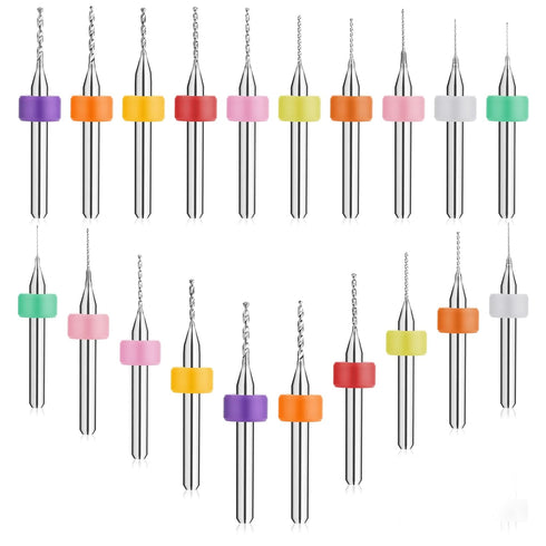 20 Pcs Micro Drill Bit Set 0.3-1.2mm Micro Drill Bits Tungsten Steel PCB Print Circuit Board Flute CNC Router Bits Shank for Rough Stone Jewelry P...