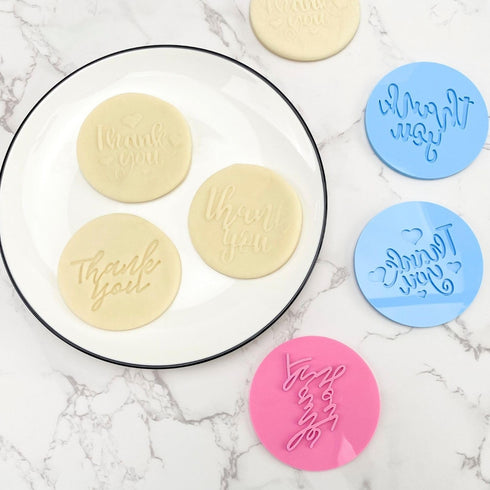 Crethinkaty Teachers' Day Fondant Embosser "Thank you" Shape 3D Dented Design Cookie Stamp for Baking Cookies,Decorating Cake/Sugar Paste/Cupcake...