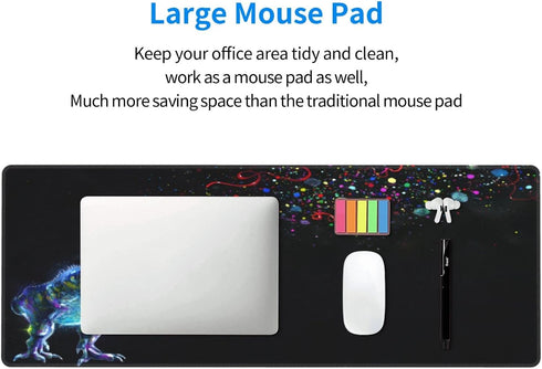 Watercolor Cool Dinosaur Hand Drawn Glowing Tyrannosaurus Rex Gaming Keyboard Mouse Pad Mousepad Huge Extended XL Stitched Edge Rubber Sole for Ho...