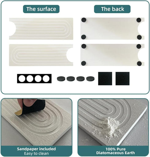 Faucet Mat For Kitchen Sink,Water Absorbing Stone Tray for Sink, Super Absorbent, Kitchen Countertop Bathroom Sink Splashback Drying Mat(white:23....