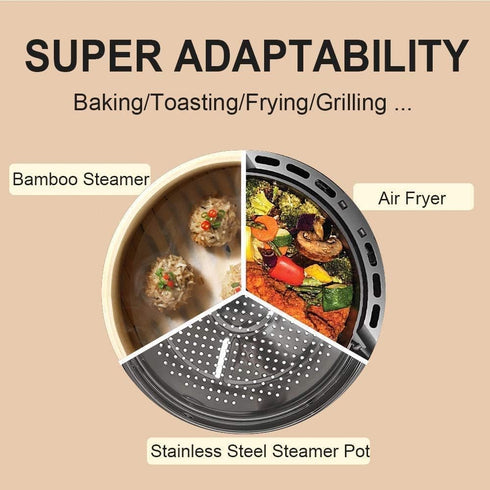 Air Fryer Liners Disposable Parchment Paper, Numola 100 Pcs Airfryer Sheets, 9 Inch White Non-stick Steamer Liner for Oven, Microwave, Bamboos Ste...