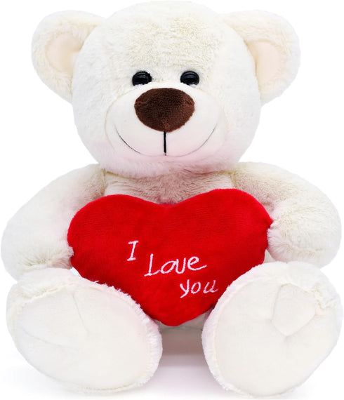 I Love You! 10'' Teddy Bear with Red Heart, Soft Plush Bear Doll Stuffed Animal Toys Valentines Day Decor Gifts for Her/Girlfriend Lover Mom Kids ...