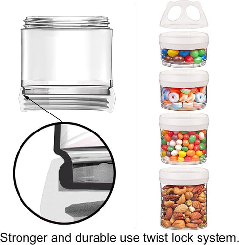 BeneLabel Stackable Food Storage Containers with Twist Lock System - BPA-Free Tritan Containers for Travel, Formula, Protein Powder, Snacks - Leak...
