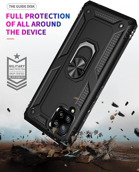 Androgate Cellular Phone Case for Samsung Galaxy A42 5G, Heavy Duty Protection with Metal Ring Holder Kickstand, Black...