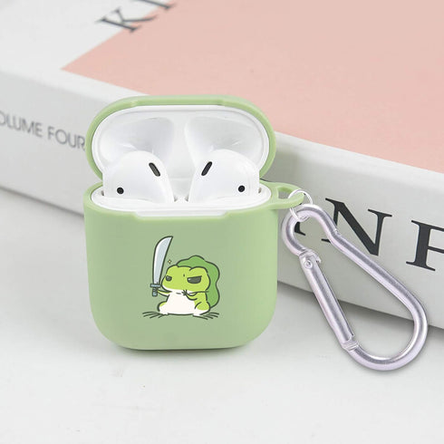 MAYCARI Cute Frog Case for AirPods 2&1 with Keychain,?Green? Animals Design Protective Soft TPU Cover Compatible with Apple AirPods Charging Case ...