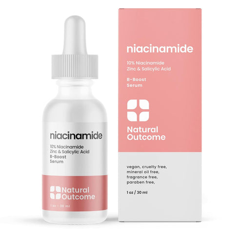 Niacinamide Serum for Face by Natural Outcome Skin Care, B-Boost Niacinamide 10% Plus Zinc 2% Salicylic Acid + Hyaluronic Acid, Acne Treatment + P...