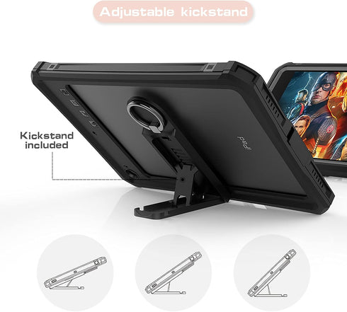 ShellBox Case for iPad Mini 5/4 7.9 Inches,Full-Body Protective Bumper Case,with Pencil Holder,Rugged Folding Kickstand,Lanyard,IP68 Waterproof Du...