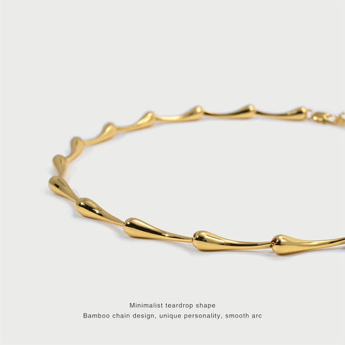 Gold and Silver Bone Necklace Bamboo Couple Necklace 19 Inch Teardrop Necklace...