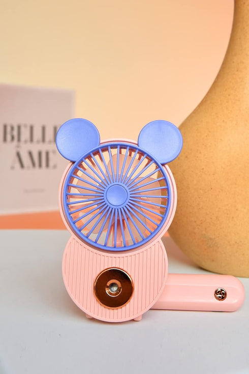 Cute Mickey Misting Mini Fan, Handheld Portable USB Rechargeable Fan with 3 Adjustable Speeds, Foldable Personal Fan For Travelling(Pink)...
