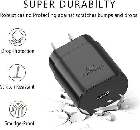 Super Fast Charger Type C 25W Wall Charger Fast Charging Block and 5FT Type C Charger Cable for Samsung Galaxy S24+/S24 Ultra/S24/S23/S23 Ultra/S2...