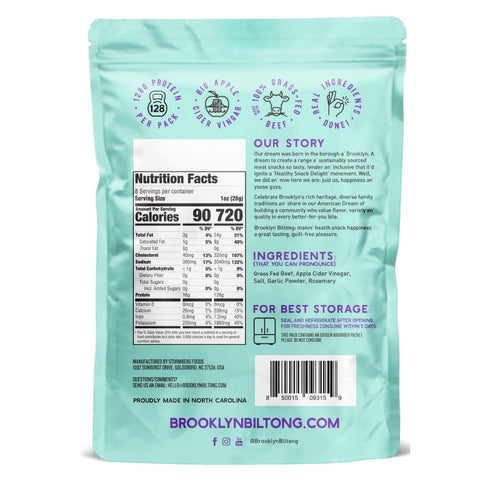 Brooklyn Biltong Air Dried Grass Fed Beef Snack, South African Beef Jerky (8 oz, Pack of 1) - Whole30 Approved, Paleo, Keto, Gluten Free, Sugar Fr...