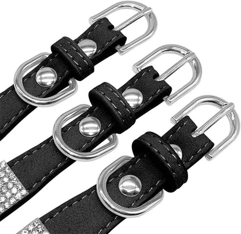 Microfiber Pet Dog Collar Leashes Set, Reflective Dog Collar, Double-Layer Soft Leather Pet Leash, Cat Dog Collar Leash Set, Pet Collar Leash for ...