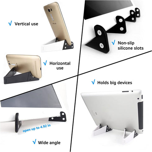 Portable Cell Phone Stand for Desk 4 Pack, Foldable Pocket Travel Mobile Phone Holder, Upgrade Universal V Smartphone Kickstand Mount Compatible w...