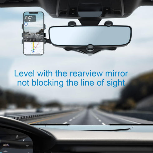 360°Rotatable and Retractable Car Phone Holder, Multifunctional Adjustable Mount, Universal Rearview Mirror Phone Holder for All Mobile Phones...