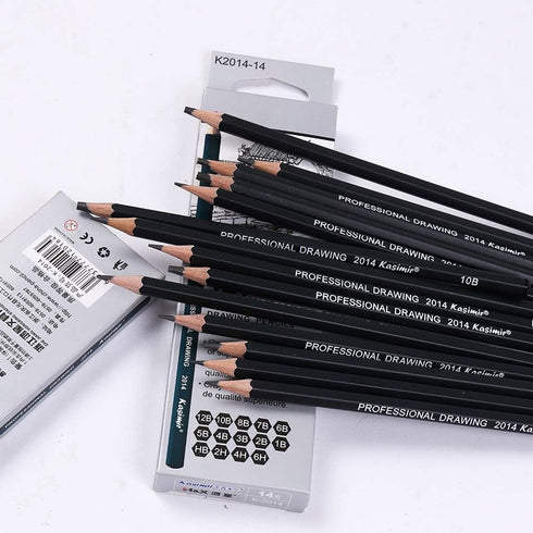 Sketch Pencil Drawing Set 14 Pencils 6H, 4H, 2H, HB, 1B, 2B, 3B, 4B, 5B, 6B, 7B, 8B, 10B, 12B...