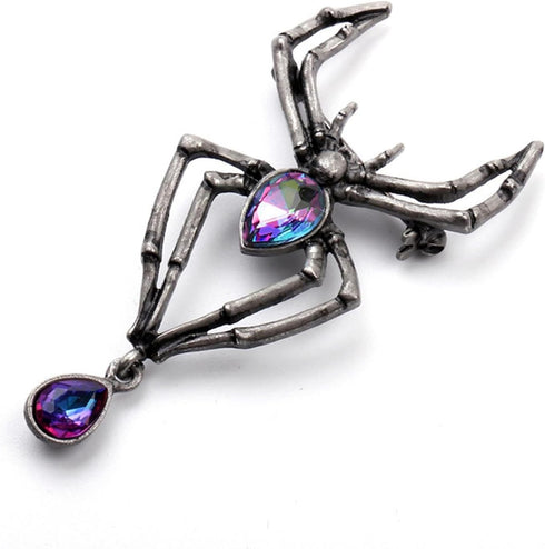 Creative Men Women Halloween Enamel Corsage Crystal Rhinestone Spider Shaped Brooch Pins (Black)...