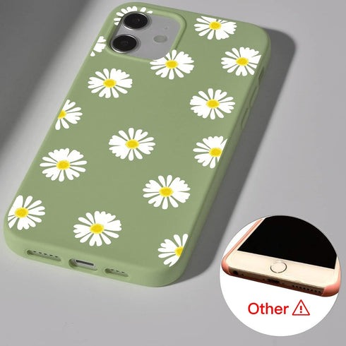 JOYLAND Mustard Green Soft Liquid Silicone Rubber Lovely Flower Daisy Phone Case Cover for iPhone 7/8/SE 2020 with Microfiber Linin Flowers Floral...