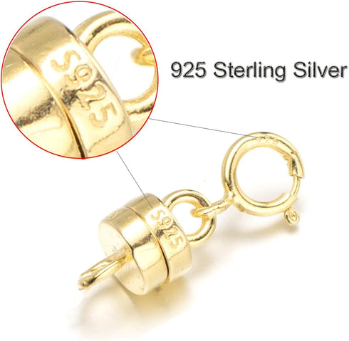 Zpsolution 925 Sterling Silver Magnetic Necklace Clasps and Closures, Magnetic Clasp Converter for Jewelry Making Supplies, Chain Extender Connect...