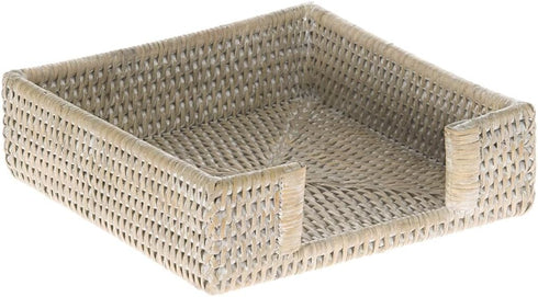 KOUBOO La Jolla Rattan Luncheon Paper Napkin Holder, Wicker Napkin Holder Table, Square Napkin Tray, Flat Napkin Holder for Kitchen Dinning Table ...